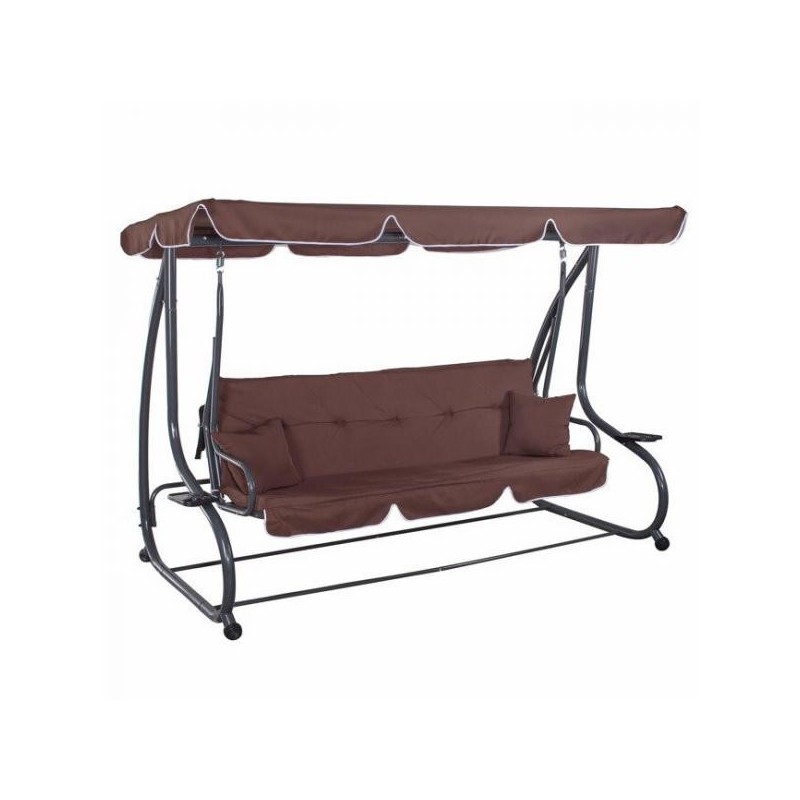 Garden swing 230x120x170 cm, 4-seat, brown