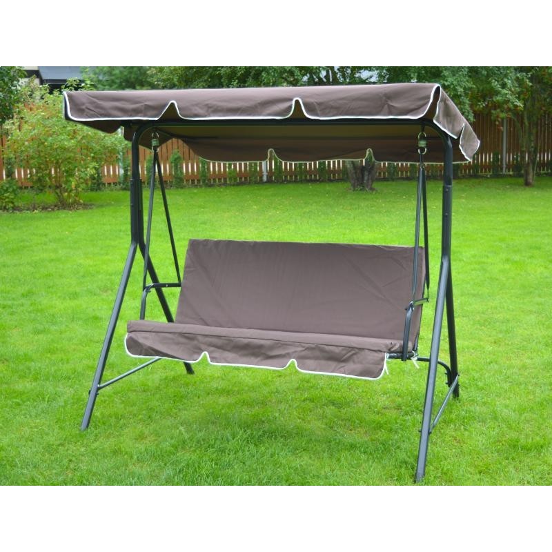 Garden swing 170x110x150 cm, 3-seat, brown