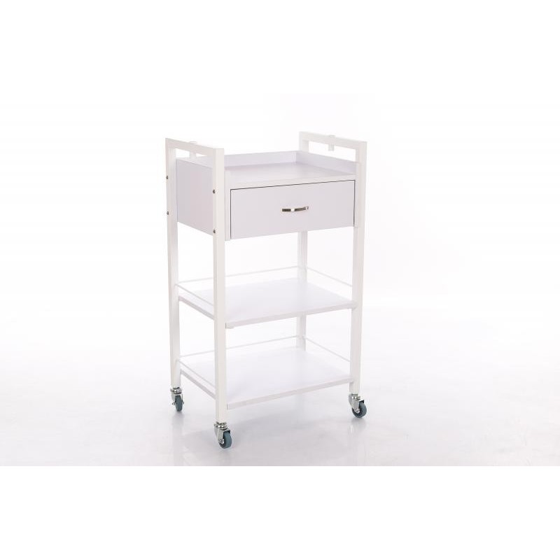 Salon trolley with 2 shelves and a scarf