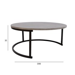 Coffee table BRITU D80xH35cm, grey