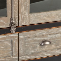 Шкаф-витрина WATSON 90x45xH192см, с 2-ящиками и 2 дверьми, материал  шпон дуба   дуб, берёза, цвет  дуб   антично-чёрный