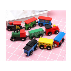 Wooden Trains Locomotives Magnet Set 12 Pcs