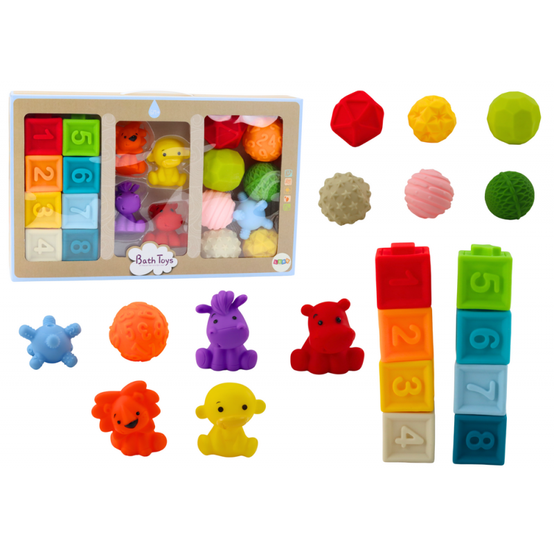 Soft Educational Bath Blocks 20 Pieces Animals Shapes