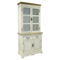 Display cabinet SAMIRA 85,5x39,5 31xH189,5cm, antique white natural