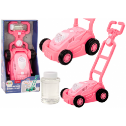 Soap Bubble Machine Lawn Mower Ride-On with Pink Handle