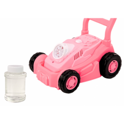 Soap Bubble Machine Lawn Mower Ride-On with Pink Handle