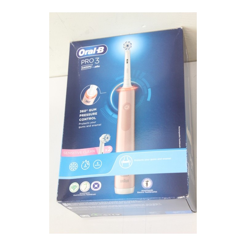 SALE OUT. Oral-B Pro3 3400N Electric Toothbrush, Pink Sensitive Oral-B Warranty 24 month(s) DAMAGED PACKAGING