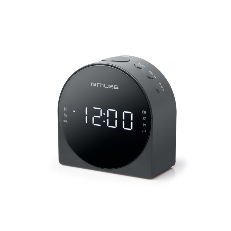 Muse Dual Alarm Clock radio PLL M-185CR AUX in Black