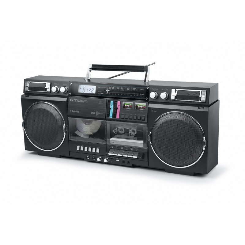 Muse Ghetto Blasters M-380 GB AUX in Bluetooth Cassette deck CD player Black