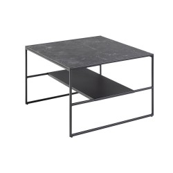 Coffee table INFINITY, 70x70xH45cm, with 1 shelf, black marble