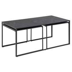 Coffee tables 3pcs INFINITY, 120x60xH48cm, black marble