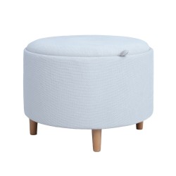 Ottoman  table HIRO D56xH42,5cm, white, with storage and tray