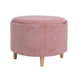 Ottoman  table HIRO D56xH42,5cm, pink, with storage and tray