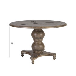 Обеденный стол WATSON D120xH78cм, материал  дуб, цвет  антик-коричневый