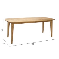 Dining table RETRO 190x90xH75cm, oak