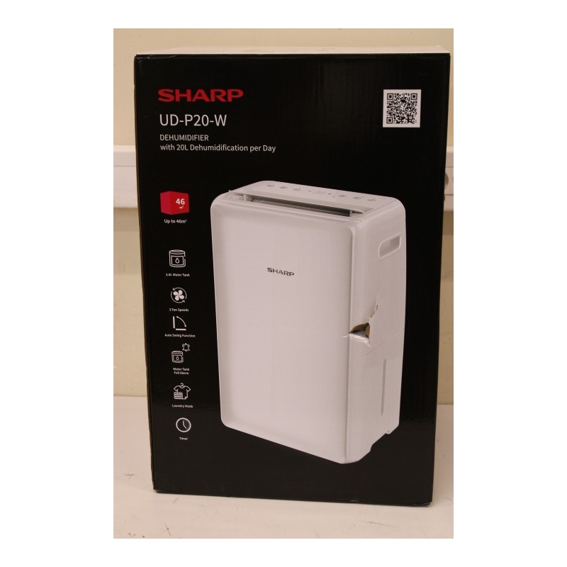 SALE OUT. Sharp UD-P20E-W Dehumidifier, White Sharp Dehumidifier UD-P20E-W Power 270 W Suitable for rooms up