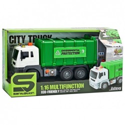 Garbage Truck Friction Drive Sound Effects Green 1:16 Sorting