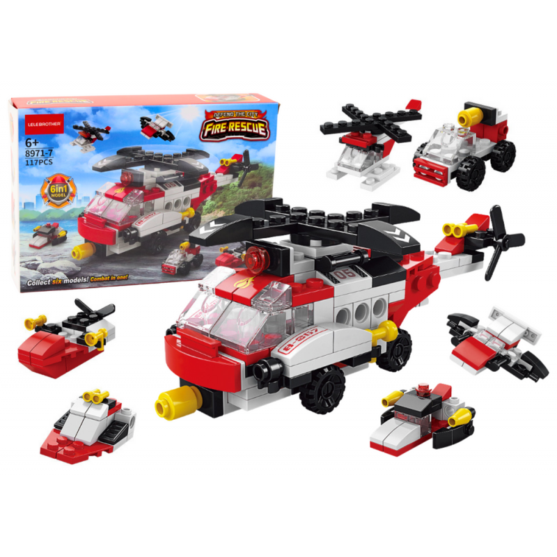 Construction Blocks Helicopter 6in1 DIY Set Vehicles 117 pcs.