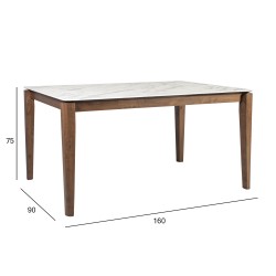 Обеденный стол SALUTE 160x90xH75см, столешница  ламинат высокого давления с мраморным декором
