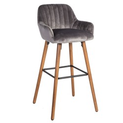 Барный стул ARIEL 48x52xH97см, сиденье и спинка  ткань, цвет  серый, ножки из бука