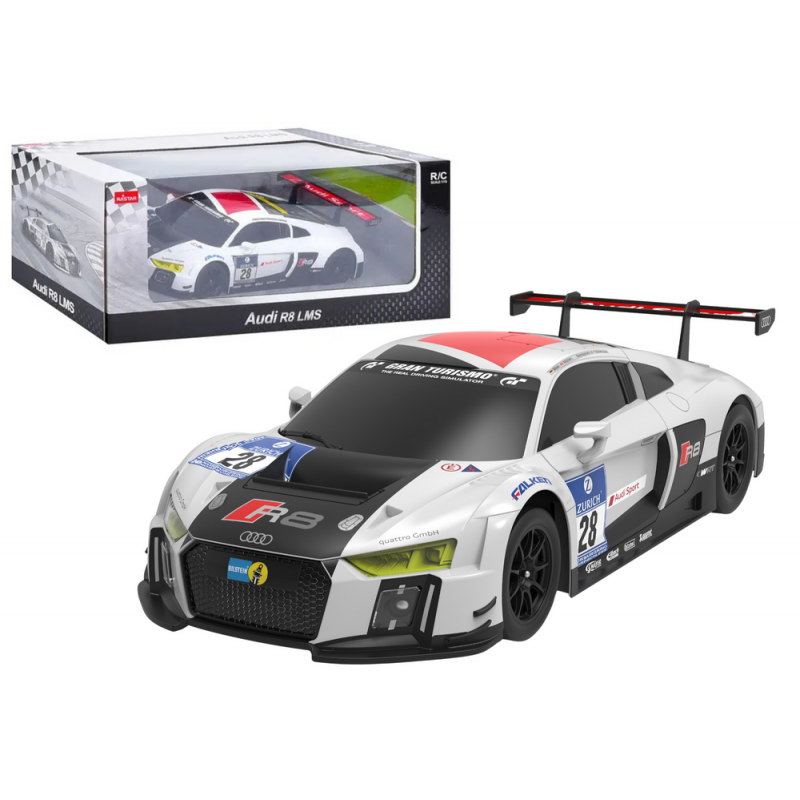 Car R/C 1:24 Remote Controlled Sports AUDI R8 LMS White and Black