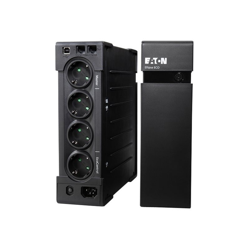 Eaton Ellipse ECO UPS USB DIN, 1600 VA, 1000 W, Input: C14, Outputs: (4) Schuko, (4) Schuko surge only, Tower Eaton