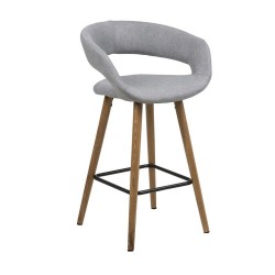 Барный стул GRACE 55x46,5xH98см, сиденье и спинка  ткань, цвет  светло-серый, ножки  дуб, обработка  промасленный