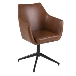 Стул   кресло NORA 58x57xH83,5см, сиденье и спинка  кожзаменитель, цвет  бренди, ножки  дуб, обработка  промасленный