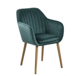 Стул   кресло EMILIA 57x59xH83см, сиденье и спинка  ткань, цвет  тёмно-зелёный, ножки  дуб, обработка  промасленный