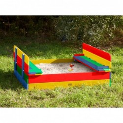 Деревянная песочница AXI Ella Rainbow, покрытая скамейками