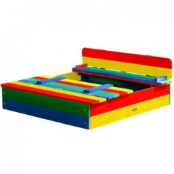 AXI puidust liivakast Ella Rainbow, kaetud pinkidega