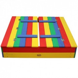 AXI puidust liivakast Ella Rainbow, kaetud pinkidega