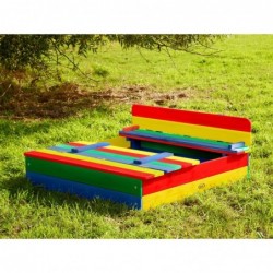 AXI puidust liivakast Ella Rainbow, kaetud pinkidega