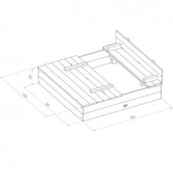 AXI puidust liivakast Ella Rainbow, kaetud pinkidega