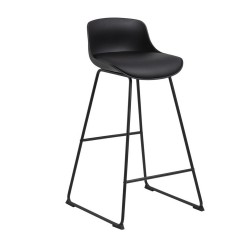 Барный стул TINA, 43x49xH94см, пластик черный, подушка  черный полиуретан, подставка для ног  порошковое покрытие черног