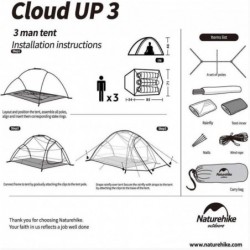 Naturehike Cloud UP 3 hiking tent (NH18T030-T) grey-red