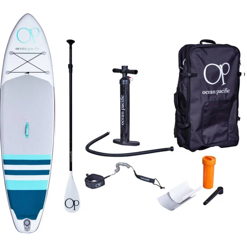 Ocean Pacific Malibu All Round 10'6 Inflatable Paddle Board (White/Grey/Teal)