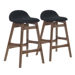 Барные стулья 2шт. BLOOM 47x51xH86см, сиденье  ткань, цвет  тёмно-серый, ножки  каучуковое дерево, цвет  орех