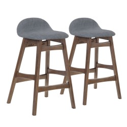 Барные стулья 2шт. BLOOM 47x51xH86см, сиденье  ткань, цвет  серый, ножки  каучуковое дерево, цвет  орех