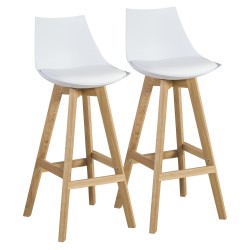 Барные стулья 2шт. SONJA 41x41,5xH99cм, сиденье  пластик   кожзаменитель, цвет  белый, ножки  дуб