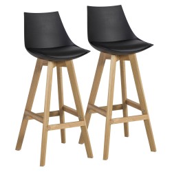 Барные стулья 2шт. SONJA 41x41,5xH99cм, сиденье  пластик   кожзаменитель, цвет  чёрный, ножки  дуб