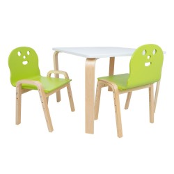 Lastekomplekt HAPPY laud ja 2 tooli, valge roheline