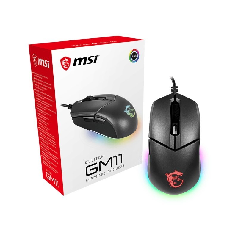 MSI CLUTCH GM11 WHITE Gaming Mouse '2-Zone RGB, upto 5000 DPI, 6 Programmable button, Symmetrical design, OMRON