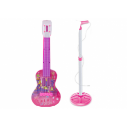 Electric Guitar Stand Kit with Microphone Battery Operated Pink