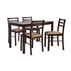 Обеденный комплект VINCENT  с 4-стульями, 110x72xH75cм, дерево  каучук, цвет  эспрессо, обработка  лакированный