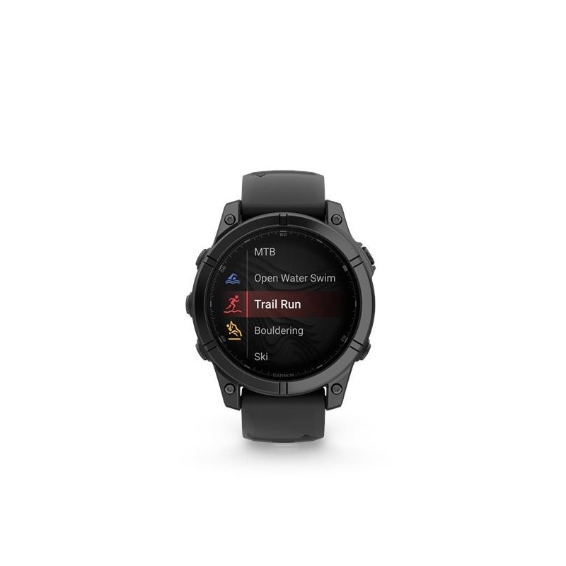 Garmin Fenix E käekell, 47mm, halli värvi teras, musta silikoonrihmaga