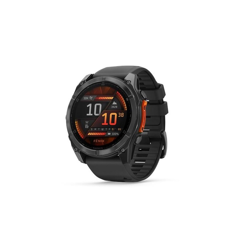 Garmin Fenix ​​8 AMOLED käekell, 51 mm, tahvelhall musta silikoonrihmaga