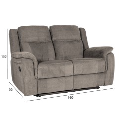 Sofa NORMAN 2-seater recliner, brownish grey