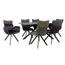 Dining set EDDY table, 6 chairs (10331, 10332)