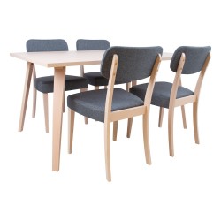 Söögilauakomplekt ADORA laud ja 4 tooli, hele pöök